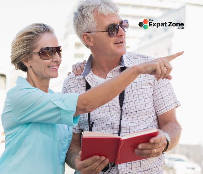 An elderly retired couple in Dubai after moving from UK. Using Expat Zone Dubai Relocation Services​.